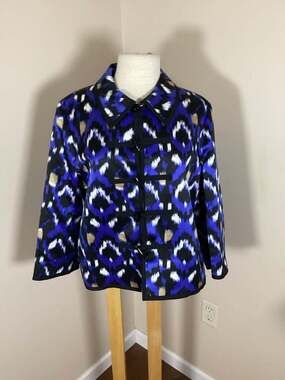 Doncaster Collection Silk Blend Ikat Print Toggle Jacket